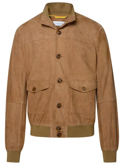 Bully Brown Leather Jacket In Gold