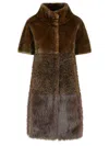 Bully Brown Polyester Faux Fur Coat In Brown