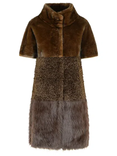 Bully Brown Polyester Faux Fur Coat