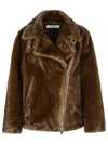 Bully Brown Polyester Faux Fur Coat In Brown