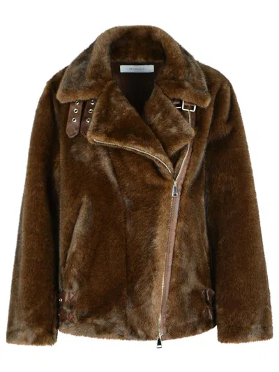 Bully Brown Polyester Faux Fur Coat