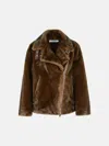 Bully Brown Polyester Faux Fur Coat In Brown