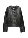 Bully Buttoned Leather Jacket In Black
