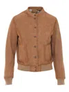 Bully Suede Bomber Jacket In Brown
