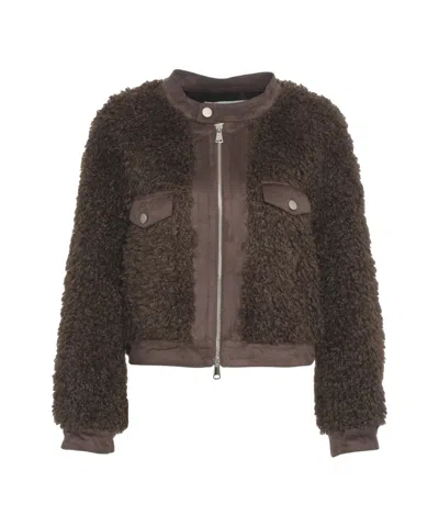 Bully Cropped Jacket With Synthetic Fur Accents In Black