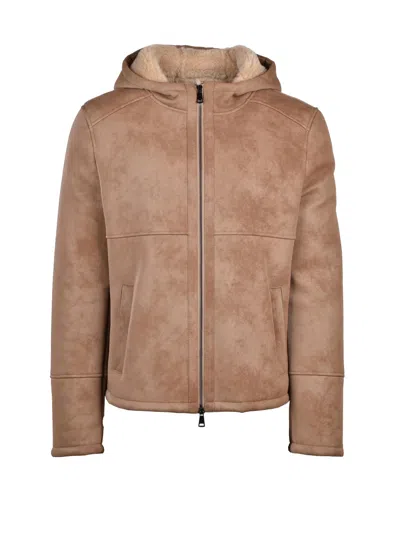 Bully Eco Leather Jacket With Hood And Plush Lining In Pink