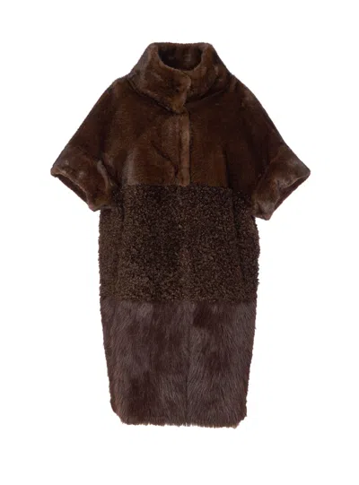 Bully Fake Fur Coat In Brown