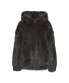 Bully Faux Fur Hooded Jacket In Black