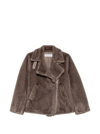 Bully Faux-fur Buckle-collar Jacket In Brown