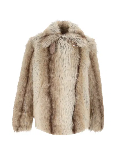 Bully Faux-fur Buckled-collar Jacket In Neutrals