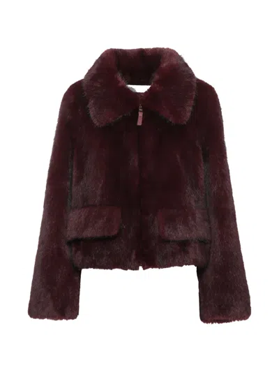 Bully Faux-fur Flap-pocket Jacket In Red