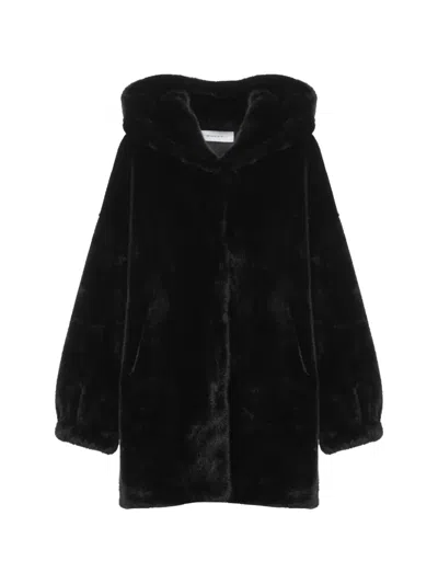 Bully Faux-fur Hooded Coat In Black