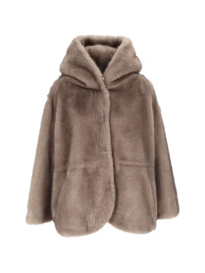 Bully Faux-fur Hooded Jacket In Neutrals