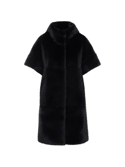 Bully Faux-fur Short-sleeve Coat In Black