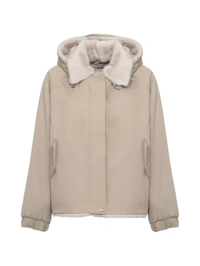 Bully Faux-fur Trim Hooded Coat In 뉴트럴