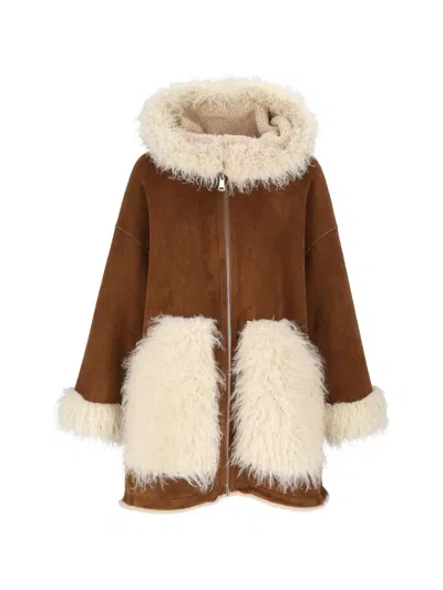 Bully Faux-fur Trim Hooded Coat In Brown