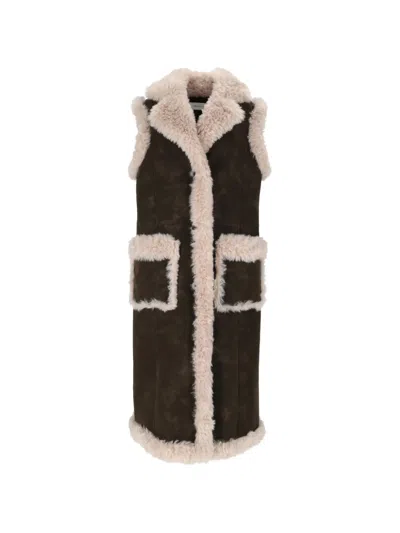Bully Faux-fur Trim Waistcoat In Brown