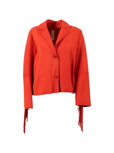 Bully Fringe-detail Suede Jacket In Red