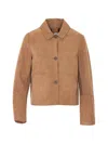 Bully Frontal-button Suede Jacket In Brown