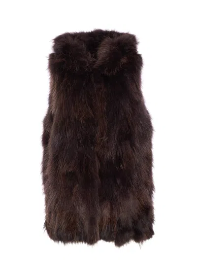 Bully Fur Vest In Brown