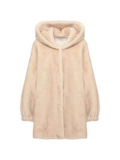 Bully Hooded Faux-fur Coat In Neutrals