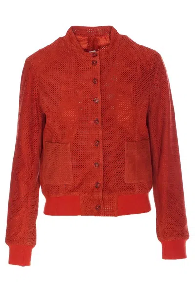 Bully Coral Suede Jacket In Red