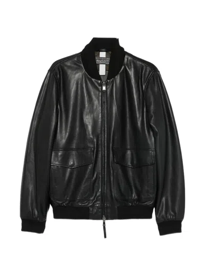 Bully Leather Flap-pocket Jacket In Black