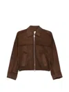 Bully Perforated Zip Leather Jacket In Brown