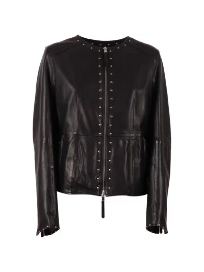 Bully Stud-embellished Collarless Jacket In Black
