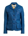 Bully Woman Blazer Blue Size 6 Leather In Blue