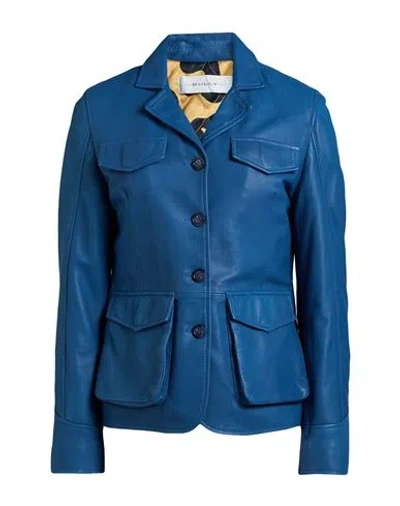 Bully Woman Blazer Blue Size 6 Leather