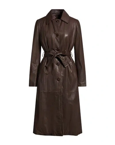 Bully Woman Coat Chocolate Brown Size 6 Leather
