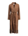Bully Woman Coat Light Brown Size 8 Leather In Beige