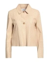 Bully Woman Jacket Beige Size 10 Leather In Beige