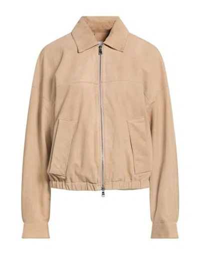 Bully Woman Jacket Beige Size 6 Leather In Sand