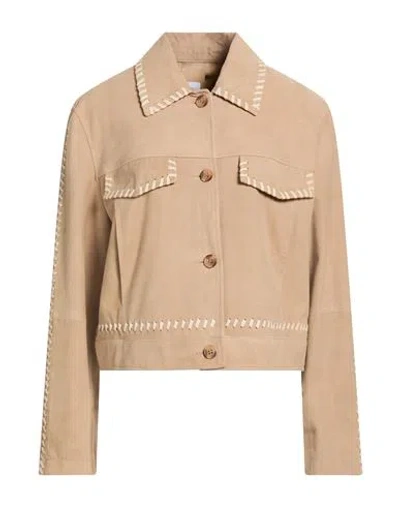 Bully Woman Jacket Beige Size 6 Leather In Sand