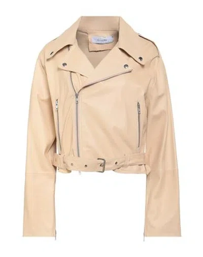 Bully Woman Jacket Beige Size 8 Leather In Pink