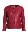 Bully Woman Jacket Burgundy Size 6 Lambskin In Red