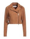 Bully Woman Jacket Camel Size 10 Soft Leather In Beige