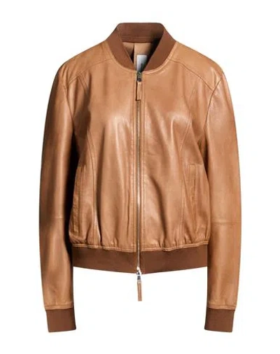 Bully Woman Jacket Camel Size 12 Leather In Brown