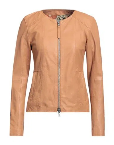 Bully Woman Jacket Camel Size 12 Lambskin In Beige