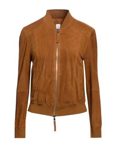 Bully Woman Jacket Camel Size 4 Leather In Brown