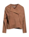 Bully Woman Jacket Camel Size 4 Soft Leather In Beige