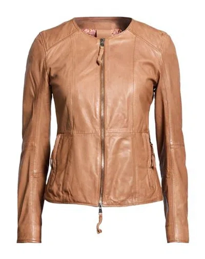Bully Woman Jacket Camel Size 6 Leather In Sand