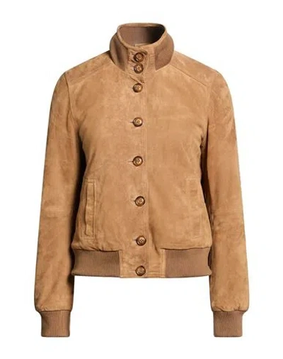 Bully Woman Jacket Camel Size 6 Leather In Sand