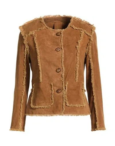 Bully Woman Jacket Camel Size 6 Leather In Sand