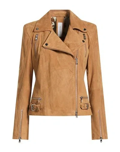 Bully Woman Jacket Camel Size 6 Leather In Brown