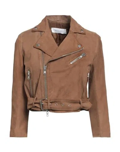 Bully Woman Jacket Camel Size 8 Soft Leather In Beige