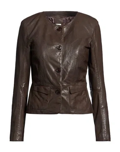 Bully Woman Jacket Chocolate Brown Size 4 Leather