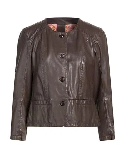 Bully Woman Jacket Chocolate Brown Size 8 Leather